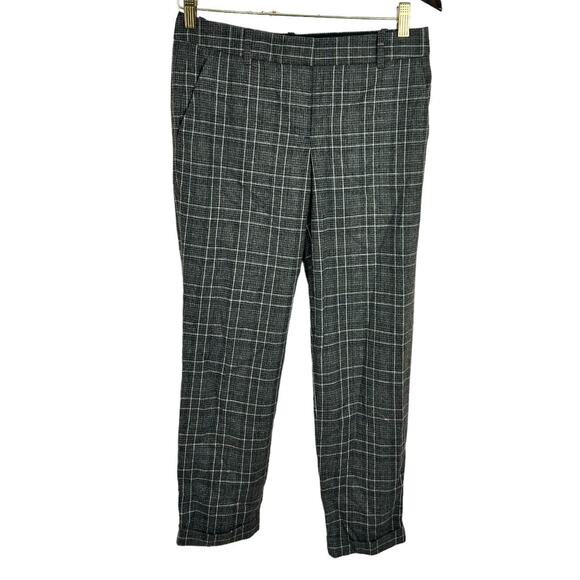 J. Crew Cafe Capri Tartan Plaid Wool Pant Sz 0 Ankle Trouser Career Academia - Picture 2 of 6